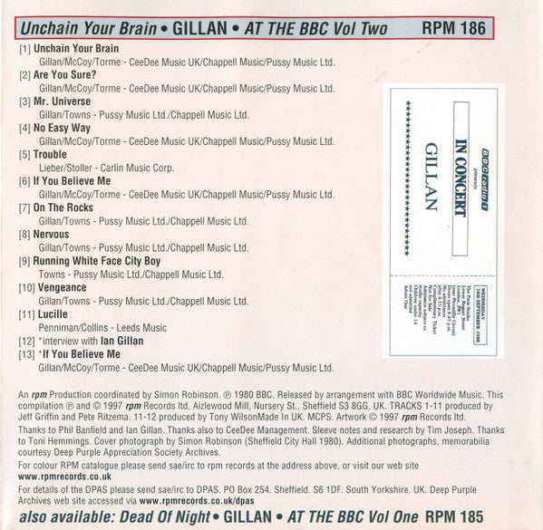 Gillan -The BBC Tapes Vol 2: Unchain Your Brain 1980