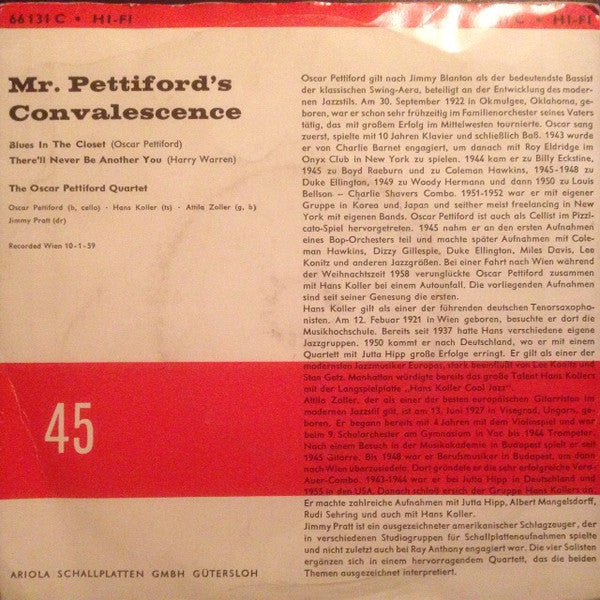 The Oscar Pettiford Quartet - Mr. Pettiford's Convalescence