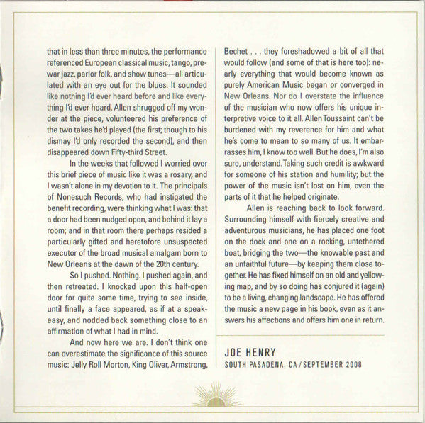 Allen Toussaint - The Bright Mississippi