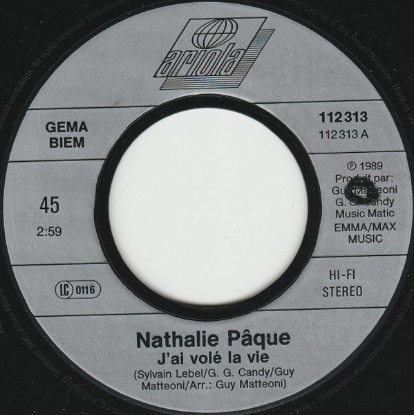 Nathalie Pâque -J'ai Volé La Vie