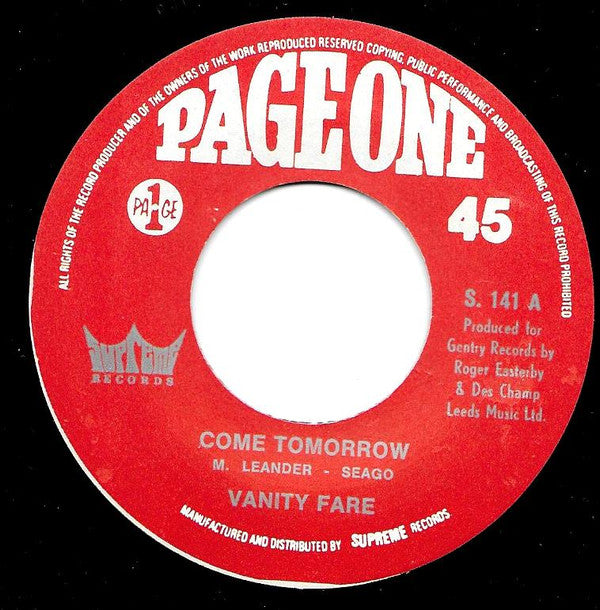 Vanity Fare -Come Tomorrow / Megowd (Something Tells Me)