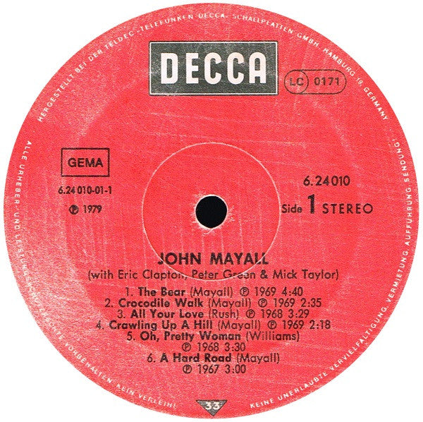 John Mayall -John Mayall With Peter Green, Eric Clapton & Mick Taylor