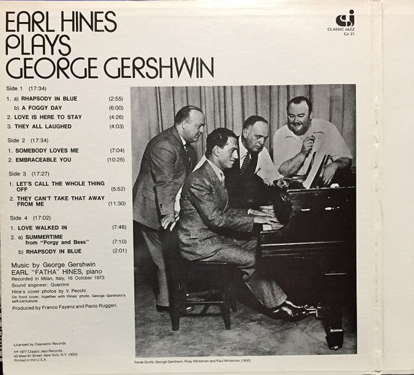 Earl Hines -Earl Hines Plays George Gershwin