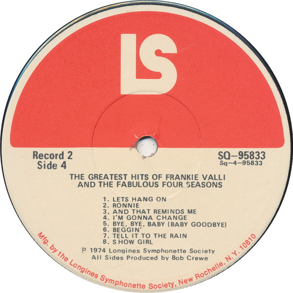 Frankie Valli And The Four Seasons* -The Greatest Hits Of Frankie Valli And The Fabulous Four Seasons