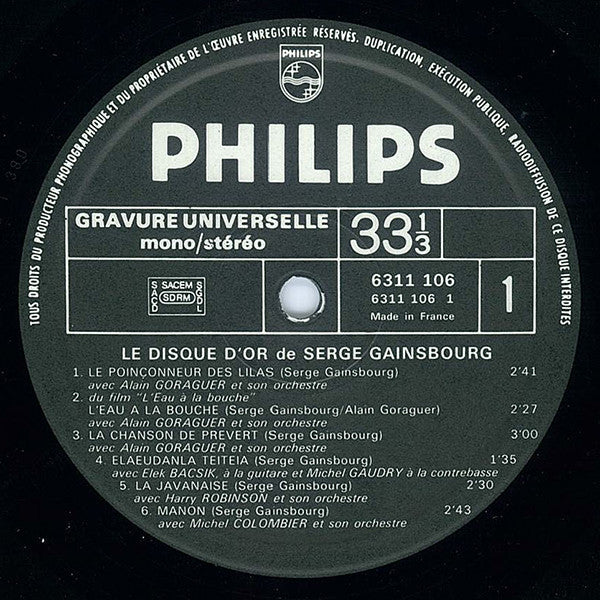 Serge Gainsbourg -Le Disque D'or
