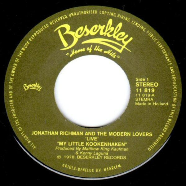Jonathan Richman & The Modern Lovers -My Little Kookenhaken / Roadrunner Thrice