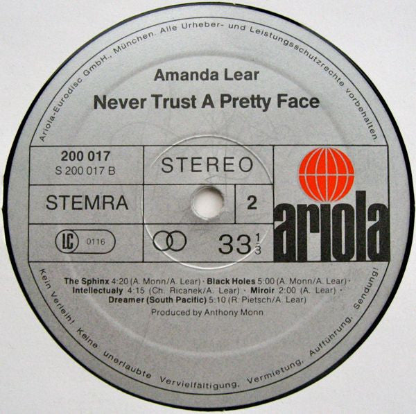 Amanda Lear -Never Trust A Pretty Face