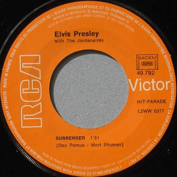 Elvis Presley With The Jordanaires -Lonely Man / Surrender