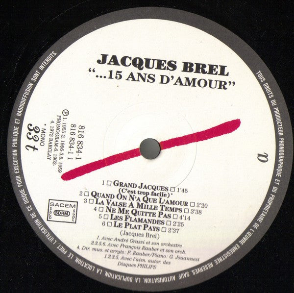 Brel* -Quinze Ans D'Amour