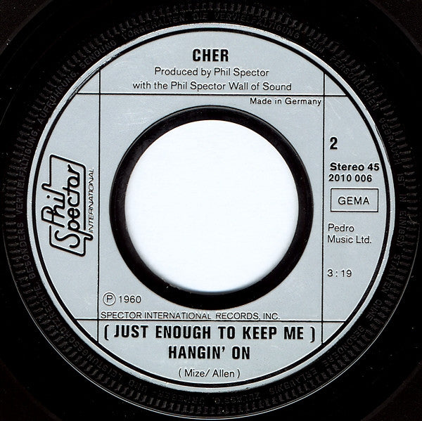 Nilsson* & Cher -A Love Like Yours (Don't Come Knockin' Every Day) / (Just Enough To Keep Me) Hangin' On