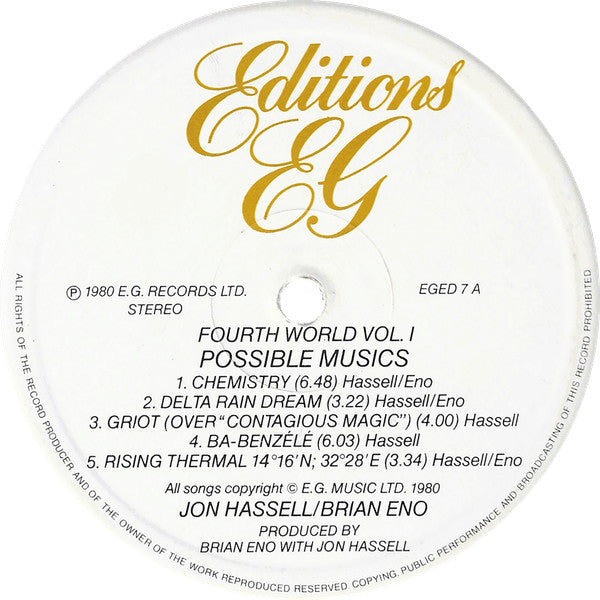 Jon Hassell / Brian Eno -Fourth World Vol. 1 - Possible Musics