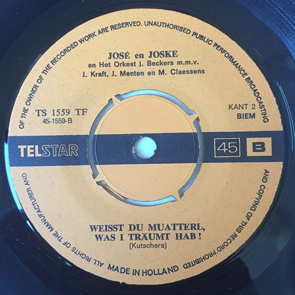 José En Joske - Weist Du Muatterl, Was I Traumt Hab! / De Traan
