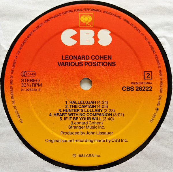 Leonard Cohen -Various Positions