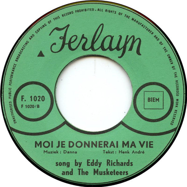 Eddy Richards And The Musketeers -La Nuit Est La / Moi Je Donnerai Ma Vie