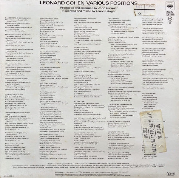 Leonard Cohen -Various Positions