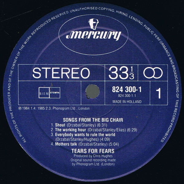 Tears For Fears -Songs From The Big Chair