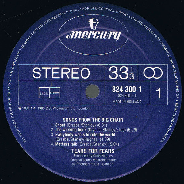 Tears For Fears -Songs From The Big Chair