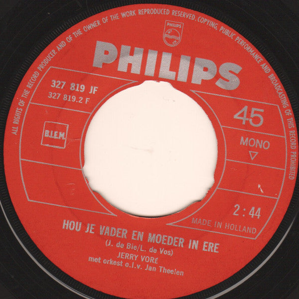 Jerry Voré -In Je Kleed Van Witte Zijde / Hou Je Vader En Moeder In Ere