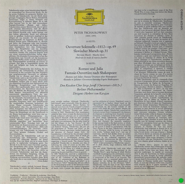 Peter Tschaikowsky* – Don Kosaken Chor Serge Jaroff, Berliner Philharmoniker · Herbert von Karajan - Ouverture 1812 / Marche Slave / Romeo Und Julia