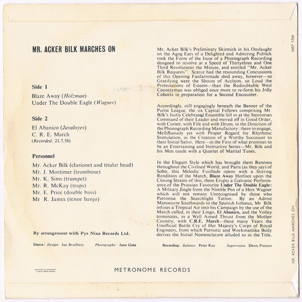 Mr. Acker Bilk's Paramount Jazz Band* -Mr. Acker Bilk Marches On