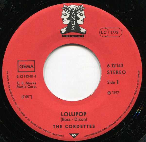 The Cordetts* / Eddie Hodges -Lollipop / I'm Gonna Knock On Your Door