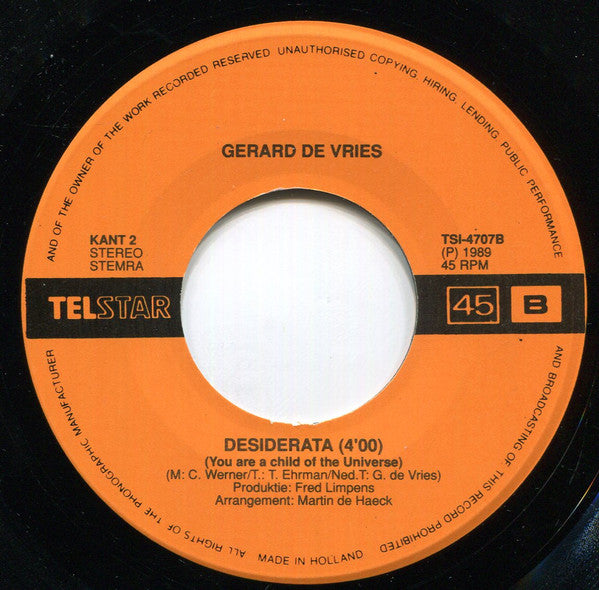 Gerard de Vries - De Spiegel Van Je Hart