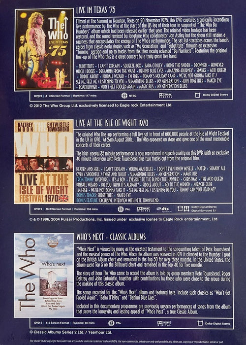 The Who -Live In Texas '75 • Live At The Isle Of Wight '70 • Who's Next - Classic Albums