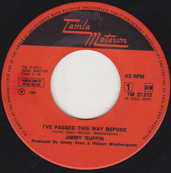 Jimmy Ruffin -I've Passed This Way Before / What Becomes Of The Brokenhearted
