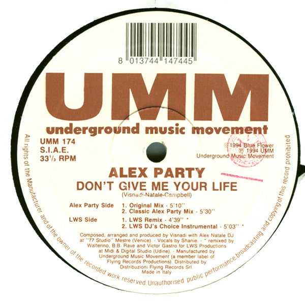 Alex Party -Don't Give Me Your Life